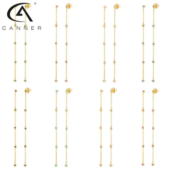 CANNER Geomeetriline Rida Kõrvarõngad Naiste 925 Silver Star Tutt Pikk Kett Rippus Tilk Earing 2021 Kaasaegne Ehted Kõrvarõngad kolczyki