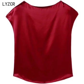 LYZCR Suvel Naiste Siidist Pluus Särk Pluss Suurus Plekk Pluusid Naistele Lühikese Varrukaga Top Tee Särgid Elegantne Naine Tops