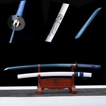 Jaapani Samurai Katana 1060 Süsinikterasest Tera Habemenuga Terav Tõeline Mõõk Käsitöö Full Tang Sinine Enchantress Mõõgad 41 Tolline