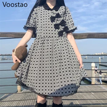 Jaapani Vintage Gooti Lolita Stiilis Kleit Naiste Suvel Hiina Stiilis Cheongsam Kleit Tüdruk Armas Armas Bow Printsess Peokleidid
