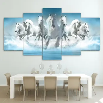 Frameless Valge Hobune Muster Print Lõuend Seina Maali Kunst Pildi elutuba Home Decor