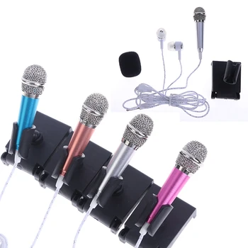 3,5 mm Stereo-Stuudio Mic KTV Karaoke Mini Mikrofoniga Varustatud Kõrvaklapid/Stand Mount Kaasaskantav Telefon Sülearvuti väiksus Mic