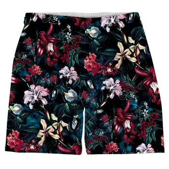 Retro Ilusad Lilled, 3D Trükitud Meeste lühikesed Püksid Õie Unisex Streetwear Elastne Vöökoht lühikesed Püksid Suvel Rannas Harajuku Vabaaja Püksid