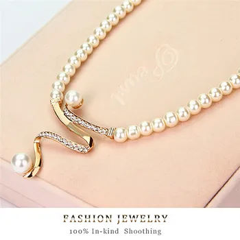 Loominguline Pearl Teemant Kaelakee + 1 Paari Kõrvarõngaid Pulmas Pruut Pearl Ehted Seatud Daam