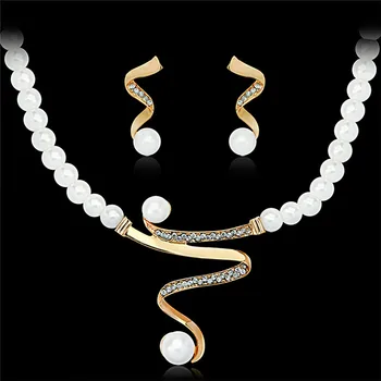 Loominguline Pearl Teemant Kaelakee + 1 Paari Kõrvarõngaid Pulmas Pruut Pearl Ehted Seatud Daam