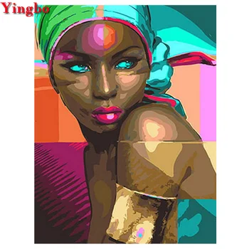 Ruut/Ring Diamond Tikandid Aafrika naine Diamond Maali ristpistes Mosaiik Pilt Kive Home Decor Näputöö