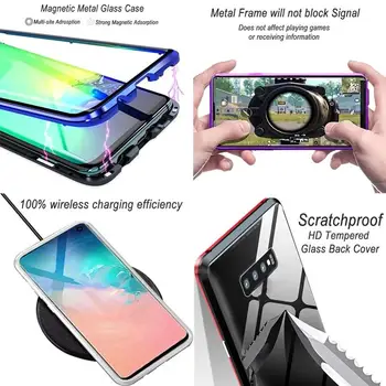 Metallide Magnetilised 360 Telefon Case For Samsung Galaxy S20 S21 S10 Pluss Note10 20 A71 A51A72 A52 A50 Kahepoolne Karastatud Klaasi Puhul