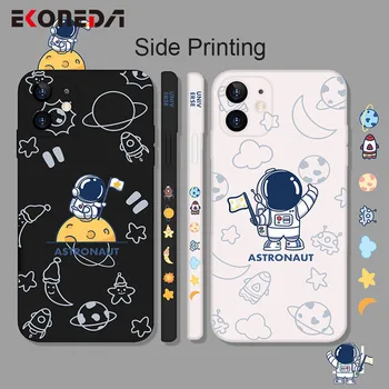 EKONEDA Cartoon Astronaut Case For iPhone XR X 11 12 Pro XS Max 8 7 Pluss karpi Pehme Silikoon Tagasi Telefoni Kate