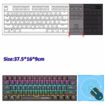 Gaming Klaviatuuri 61-võti Tablett Desktop Office Liik-C Traadiga Mehaaniline Klaviatuur LED Taustavalgustusega Mängu Sülearvuti