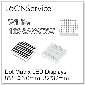 LoCNService 50TK Valge 1088 8x8 3mm 32x32mm 1088AW 1088BW Dot Maatriks LED Kuvab Moodul Digitaalse Toru 8*8