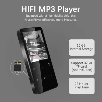 Uus Versioon Bluetooth, MP3-Pleier, millel on Puutetundlik ja Sisseehitatud 16GB HiFi Kaasaskantav Walkman koos Raadio /FM/ Record/EBook
