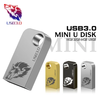 MORIC Super Mini USB 3.0 flash Drive 128GB 64GB 32GB 8GB Metallist Pen Drive Pendrive 128 64 32 16 8 GB Flash Mälu Kkel USB Stick