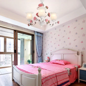 Romantiline lühter Idülliline elutoas, lambid tõusis põhjamaade lille ja muru, lühtrid mediterranean princess magamistuba Kerge