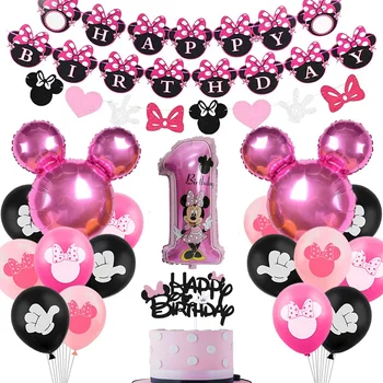 Disney Minnie Mouse Aastapäeva Pool Sünnipäev kook seista õhupalli Pool Decor lapsed Ühekordsed Nõud, Osaline Viimistlus
