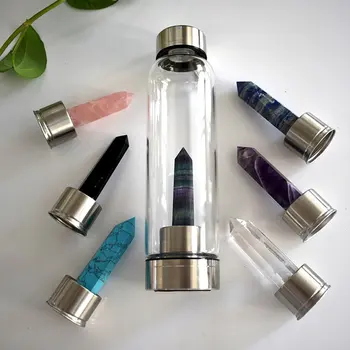 Klaas Kristall Obelisk Võlukepp Tervendav Võlukepp Pudel Trossi 2020 uue Loodusliku Kvartsi Kalliskivi Klaasi Vee Pudel Otsene Joogi Tassi