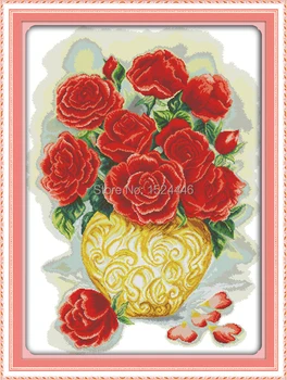 Ilusad roosid värviline lill,Muster trükitud kangast DMC 11CT 14CT ristpistes komplektid,näputöö Seatud käsitsi valmistatud tikand