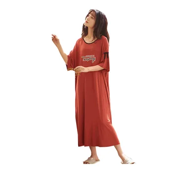 Suvel New Style Lühikesed Varrukad Nightgowns & Sleepstirts Suured Pikk Seelik Majapidamises Üle Põlve Nightdress Naiste Sleepwear
