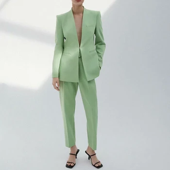 Za Office Naiste Kostüümid Ja Pikki Pükse, Ülikonnad 2021 Kevade Mood Lihtne Slim Stiilne Naiste Kostüümid Casual Šikk Street Noorte Naiste Ülikond
