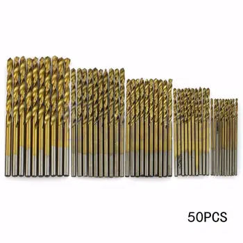 50tk 1mm 1,5 mm 2 mm 2,5 mm 3 mm Titanium Kattega HSS kiirlõiketerasest Drill Bit Set Vahend Puurava Vahend Plast Puit Alumiinium