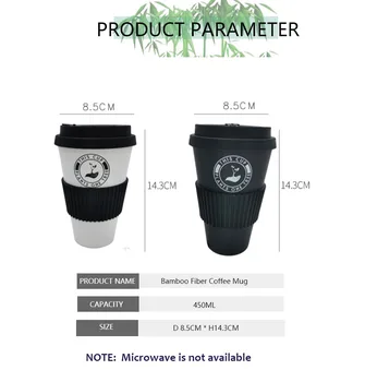 BPA Vaba Bamboo Korduvkasutatavad Kohvi Kruus Spill Proof Vee Tassi 450ml Anti-Põletushaavu Lagunev Piima Pudel Koos Kaanega Ümbris