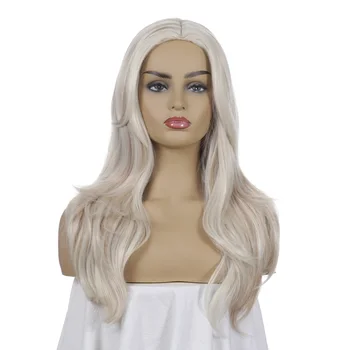 Pikk Laineline Parukad Valge Naiste Parukas Pruun Blond Keskmine Osa Cosplay Pool Sünteetiline Kostüüm Parukad Kuumakindel Juuksed