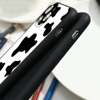 Piima Lehma Prindi Must-Valge Vööt Laigud Case for iPhone 12 11 Pro Mini X-XR, XS MAX SE 2020 10 8 7 6 6S Pluss Juhtudel Telefoni Kate