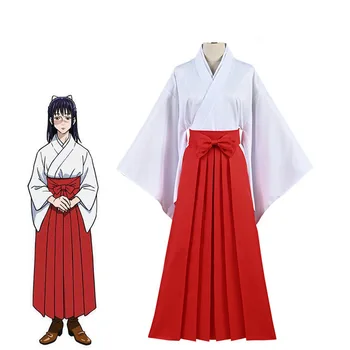 Jujutsu Kaisen Kostüüm Iori Utahime Cosplay Kimono Kleit Täiskasvanud Naine Tops Punane Seelik Halloween Pool Varustus Parukas