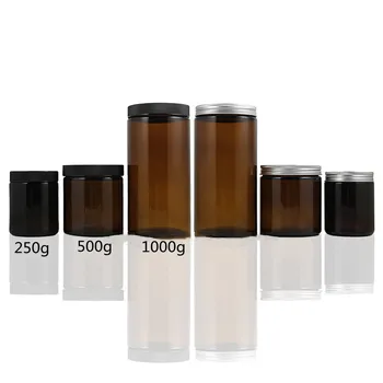 Hulgi 250/500/1000 g Tühi Meik Konteiner Pruun Klaas Purki Alumiiniumist Kate Kreem Jar-ja Kosmeetikatooted Mahutid