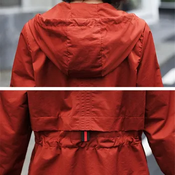 2021 Uus Kevad Naiste Pluus Pikad Varrukad Naiste Vabaaja Windbreaker Kapuutsiga Basic Mantel Lukuga Jakid Outwear Pluss Suurus 4XL
