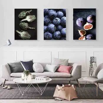 Köök Puu-Lõuendile Maali Mustika Joonis Seina Art Pilte Põhjamaade Söökla Plakat Seina Prindi Elutuba Kodu Kaunistamiseks