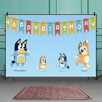 Cartoon Koerad Suured Silmad Bluey Foto Taust Kohandada Vastsündinud Lapsed Sünnipäeva Perega Isiku Tausta Tuba Plakat Vinüül