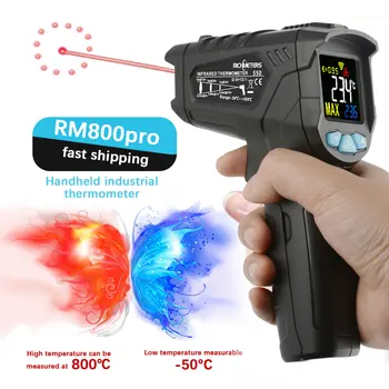 -50~800℃ Mitte-kontakt IR Laser Pyrometer Hygrometer Tööstus-Digitaalne Infrapuna Termomeeter Infrarojo LCD Temperatuuri Meetri Näidik