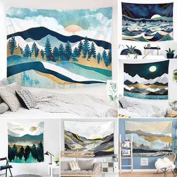 Õlimaal Mägi, Jõgi, Päike ja Kuu Vaip, Esipaneel Seina Bedspread Dorm Tapestry jaoks elutuba, Magamistuba Home Decor