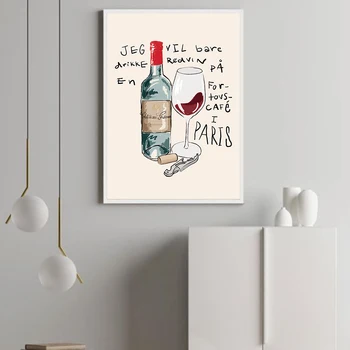 Isekleepuvad Maali Seina Kleebis Kaasaegne Veini Pariisi Mood Quote Põhjamaade Plakatid, Print Pilte Köök Baar Kodu Kaunistamiseks