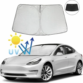 Auto Esiklaas Päikese Vari Blokeerib UV-Kiirte eest, päikesesirm Protector Kokkupandav Päikesevarju jaoks Tesla Model 3 2017-2022