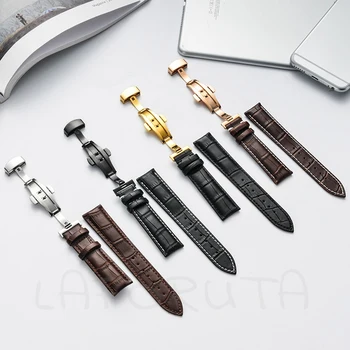 20 mm 22 mm 24 mm Calfskin Nahast Watch Band Rihma Tissot Seiko Samsung Huawei Garmin Watchband Liblikas Randmepaela Pannal