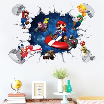 3D Cartoon Mario Bros Seina Kleebis Lastele Toad Kleebised Lasteaed Home Decor Vinüül Seinamaaling Poiss Magamistuba, elutuba Pannoo Kunst