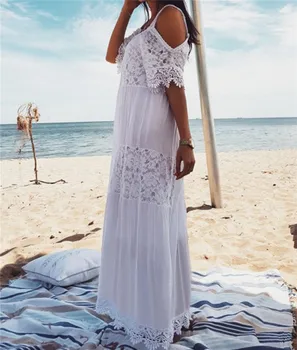 Puuvill Segast Pits Beach Kleit Long Beach varjata Vestido trikoo Kate ups Beach Sarong Rüü de Plage Tuunika