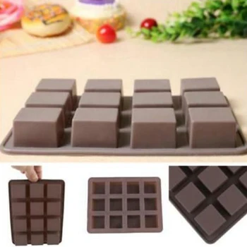 Šokolaad Vormidesse Bakeware Kook Hallitusseente Kõrge Kvaliteedi Square Eco-sõbralik Silikoon Silikoon Hallituse DIY Toidu Hinne 12 Süvend