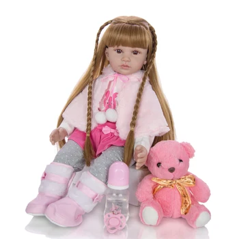 KEIUMI Cartoon Uuestisündinud Baby Doll Menina Pehme Lapiga Keha 60 cm, kanda Varjatud Uuestisündinud Boneca Pikad juuksed Realistlik Printsess Sünnipäeva Kingitus