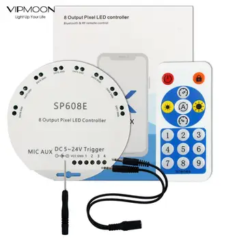 VIPMOON LED RGB Ribade Väljund Kontroller Bluetooth Remote LED Ribad Kontrolli SP608E 8 Kanalit 3528 5050 Led Riba