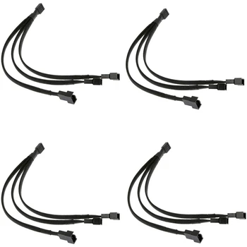 PWM Fan Splitter Kaabel 4-Pin Fan Splitter Cable 1-kuni 3-Converter Põimitud Y Splitter PC Fänn Pikendus Juhe(4 Pack)