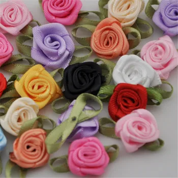100tk Mix värvi lindi roosi käsitöö lilled rõivas asjade õmblemine appliques diy tarvikud pulm teenetemärgi A039