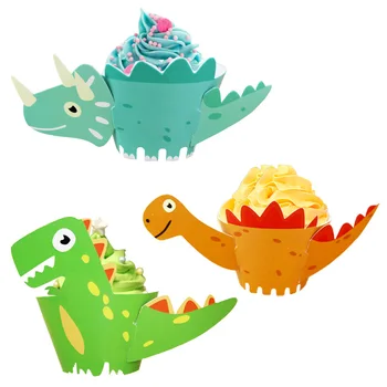 12set/pack 2019 Uus Cartoon Dinosaurus Loomade DIY Kook Teenetemärgi Raamatu Cupcake Kiletajad jaoks Sünnipäeva Teenetemärkide Lapsed
