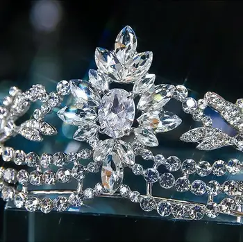 Barokk Luxury Crystal Crown Juuksed Ehted Pruudi Headpiece naine Kive Tiaras Pruut Pool Kroonid Pulmad Juuksed Tarvikud