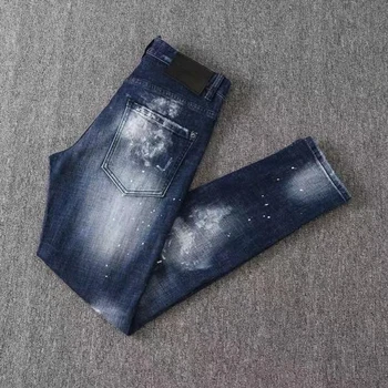 2021NEW Meeste püksid Dsquare ripitud plaaster värvitud lakitud meeste Auk tänaval d2 teksad mees KUUM