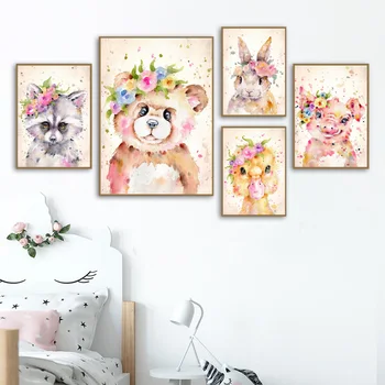 Jänes Karu Koala Lõvi Panda Seina Art Lõuend Maali Nordic Plakatid Ja Pildid Džunglis Loomade Teenetemärgi Pilte Baby Kids Tuba