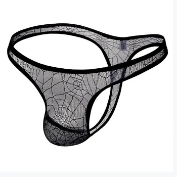 Meeste seksikas aluspesu, hingav püksikud man spider web aluspesu meeste madal vöökoht nahkrihm