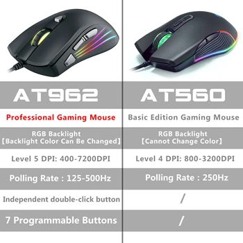 Professional Gaming Mouse RGB Backlight Juhtmega Hiired Mäng Optiline Andur 3200/7200 DPI jaoks FPS Mängija Sülearvuti