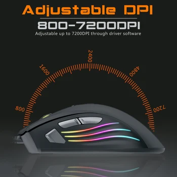 Professional Gaming Mouse RGB Backlight Juhtmega Hiired Mäng Optiline Andur 3200/7200 DPI jaoks FPS Mängija Sülearvuti
